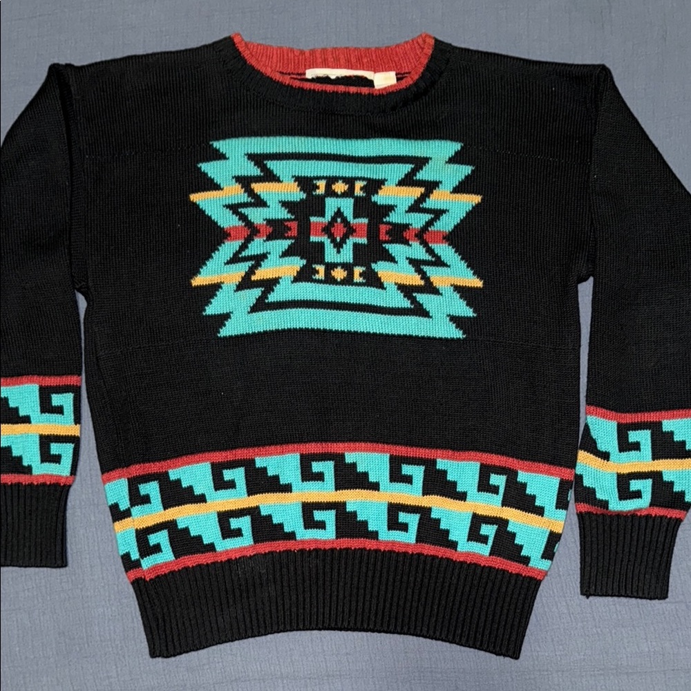 Pioneer Wear Womens Aztec Pattern Design Knit Sweater Vintage 80s EUC M